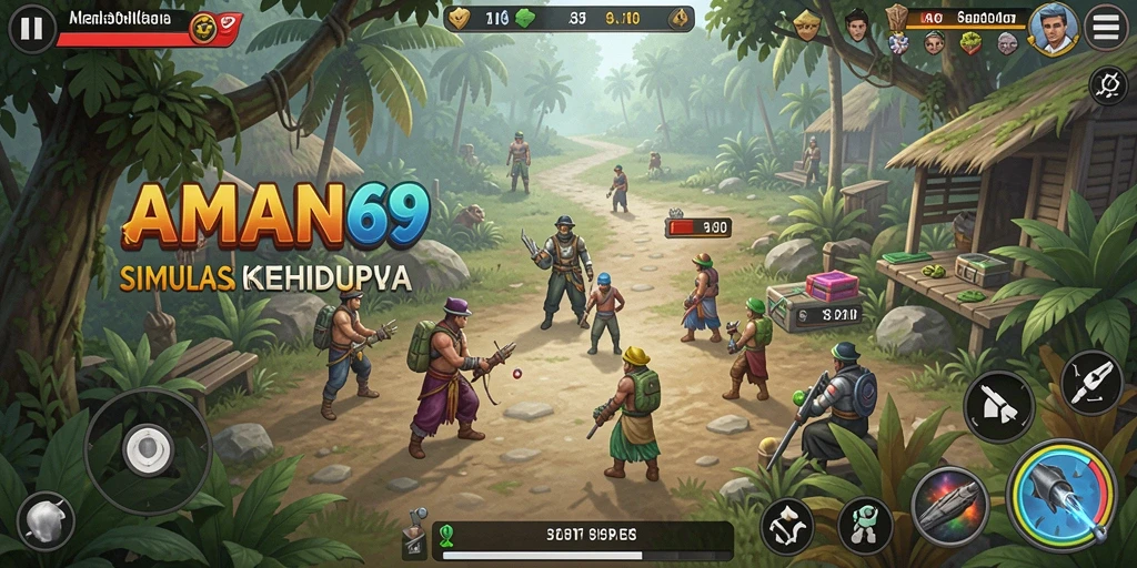 Tampilan gameplay yang menakjubkan dan interaktif dalam AMAN69.
