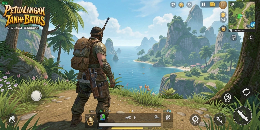 Tampilan gameplay D73 dengan dunia yang luas dan interaksi dinamis.