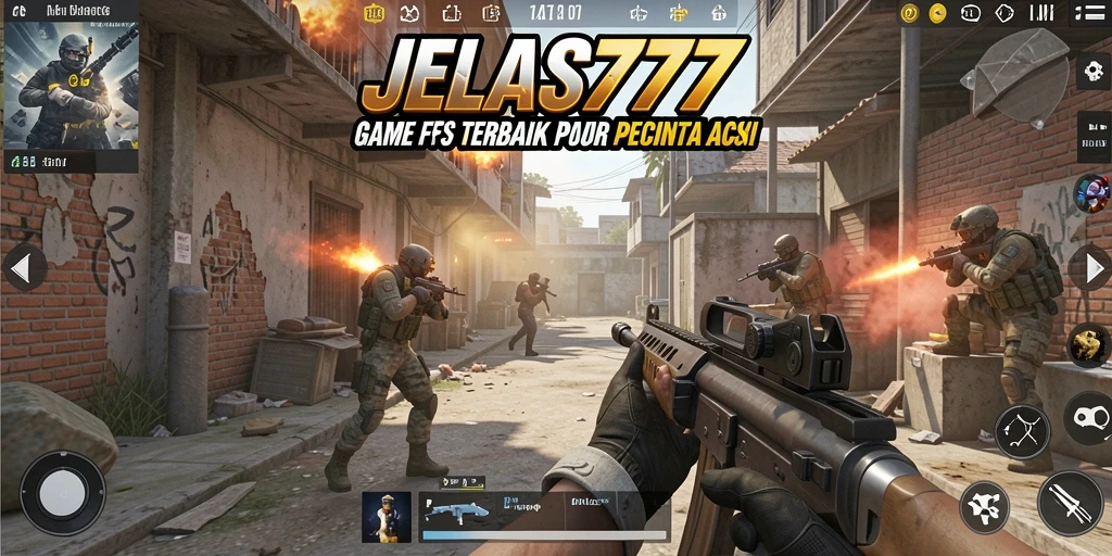 Screenshot menunjukkan aksi menembak yang seru dalam JELAS777.