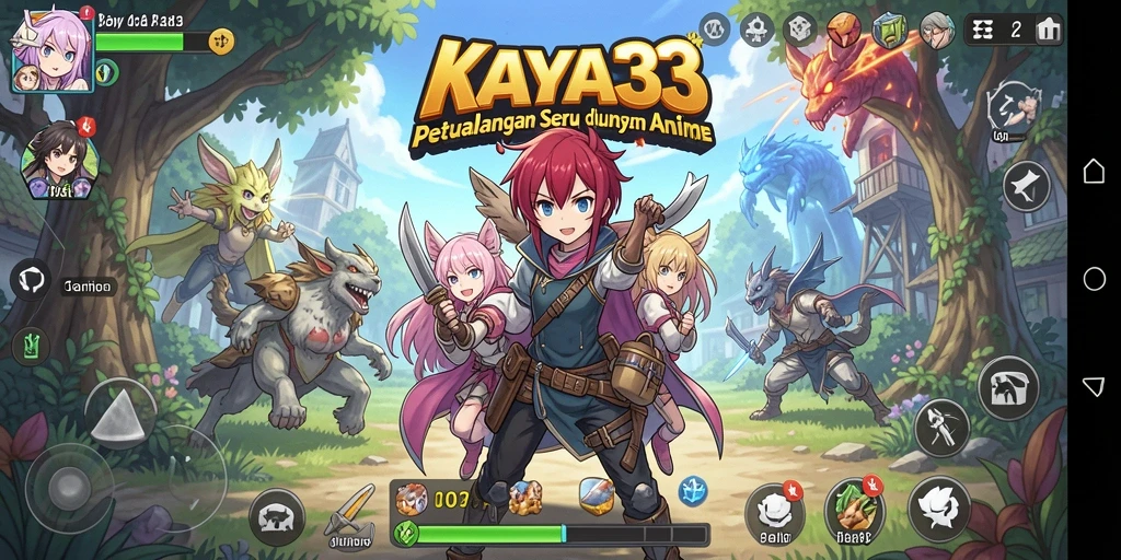 Screenshot utama KAYA33 menampilkan aksi seru dalam pertarungan karakter Anime.
