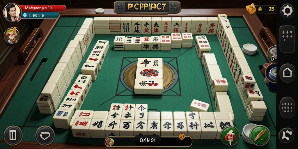Tangkapan layar gameplay PCPC7 menunjukkan suasana permainan Mahjong yang menarik.
