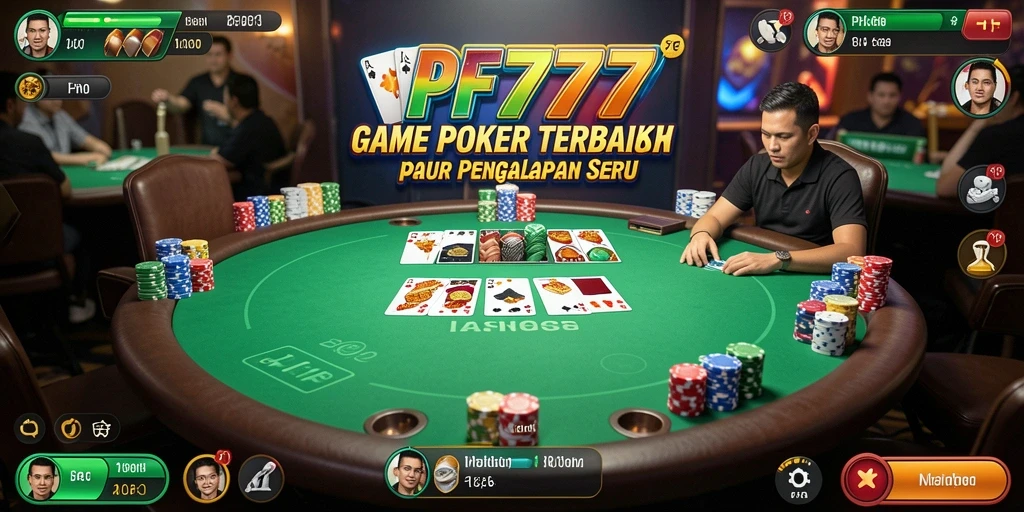 Tampilan gameplay seru di PF777 yang menampilkan aksi poker.