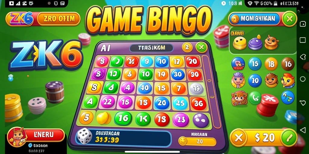 Screenshot gameplay ZK6 menunjukkan suasana seru saat bermain Bingo.